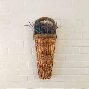 Vintage Hanging Basket with Faux Lavender Sprigs